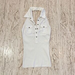 Cache White Halter Neck Blouse